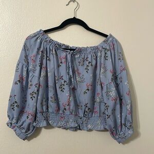 Cold Shoulder Frill Trim T Shirts Short Sleeve Crop Top Blouse